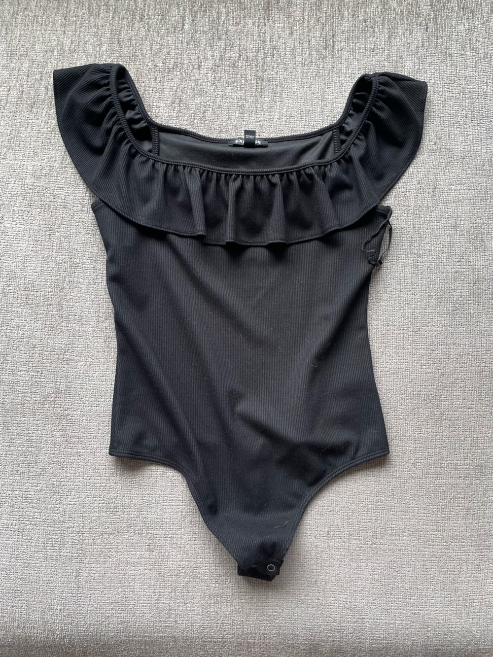 Express Black Ruffle Trim off the shoulder bodysuit